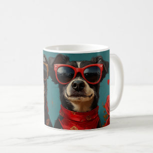 Caneca De Café Australian Kelpie Com Rosas Do Coração Dia Dos Nam