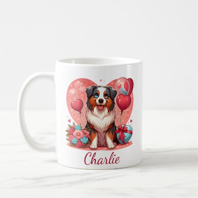 Caneca De Café Australian Shepherd personalizado do Dia dos Namor (Esquerda)