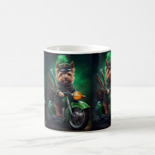 Caneca De Café Australian Terrier dirigindo bicicleta no Dia de S