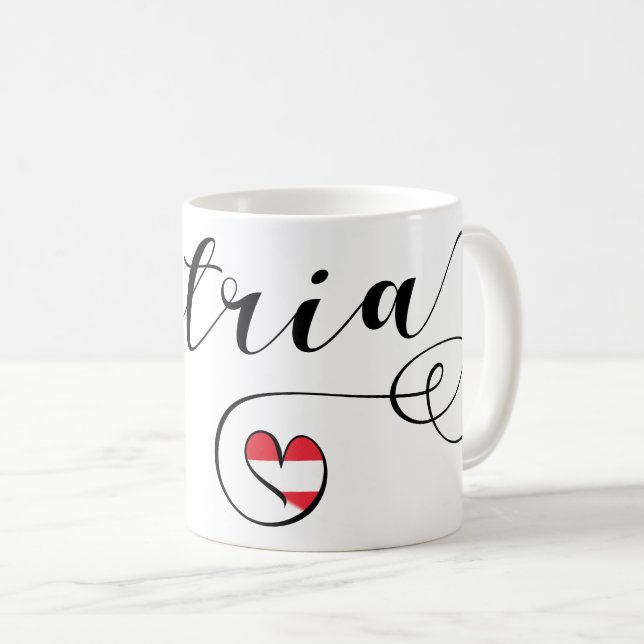 Caneca De Café Austria Heart Mug, Bandeira Austríaca (Frente Esquerda)