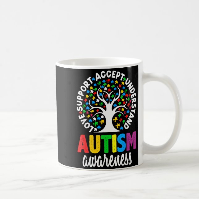 Caneca De Café Autism Awareness Puzzle Heart Suprt Men Women  (Direita)