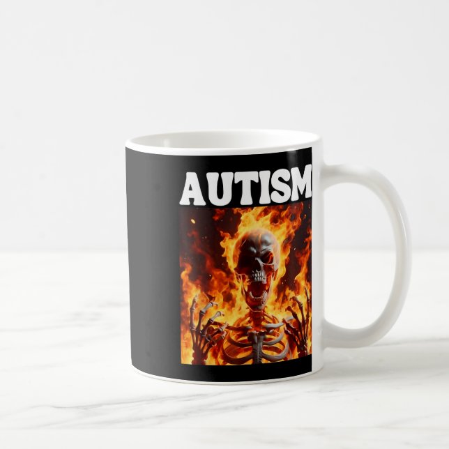 Caneca De Café Autism Funny Cringe Duro Esqueleto Memória Chamas  (Direita)