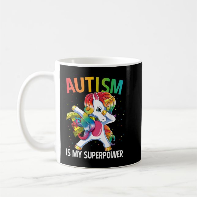 Caneca De Café Autism Is My Superpower Dabbing Unicorn  (Esquerda)