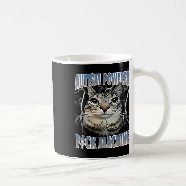 Caneca De Café Autism Powered F#ck Machine Engraçado Meme Autisti (Direita)