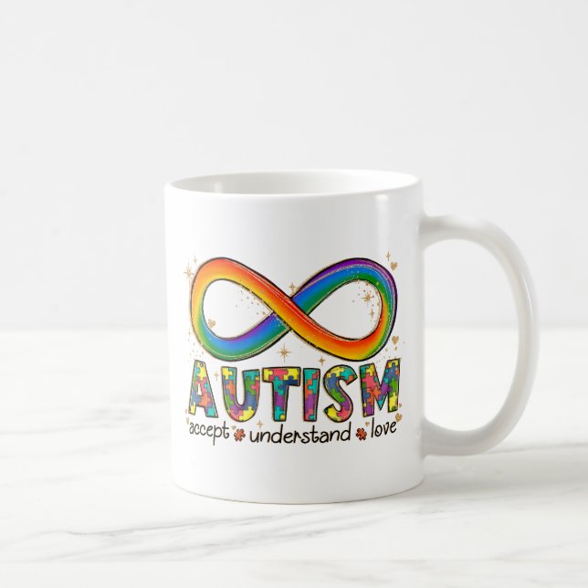 Caneca De Café Autismo Accept, Love, Entenda (Direita)