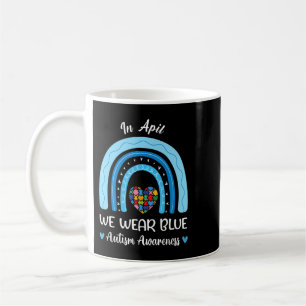 Caneca De Café Autismo Arco-Íris Em Abril Vestimos Autismo Azul