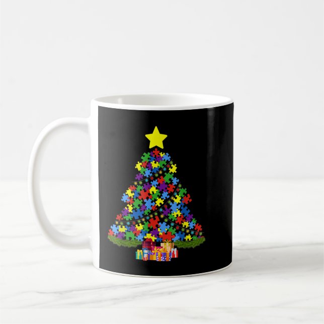 Caneca De Café Autismo Árvore Natal T Autismo Sensibilização (Esquerda)