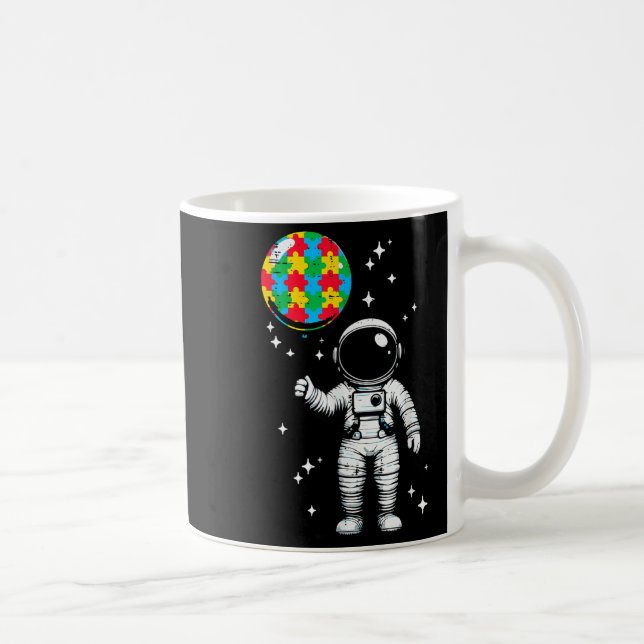 Caneca De Café Autismo astronauta quebra-cabeça balão fofo consci (Direita)