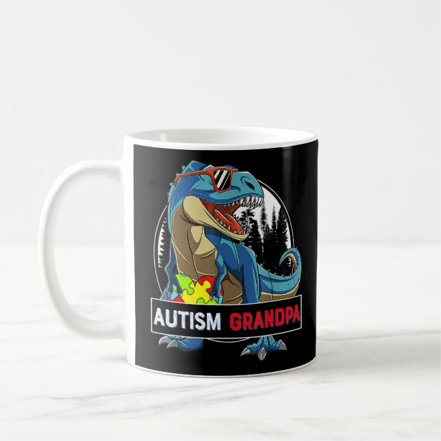 Caneca De Café Autismo Avô Dinossaur Quebra-cabeça Piece Autism A (Esquerda)