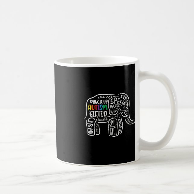 Caneca De Café Autismo Consciência e Aceitação de Elefantes Homen (Direita)