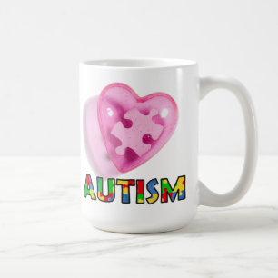 Caneca De Café Autismo Consciência Mug Quebra-cabeça cor-de-rosa