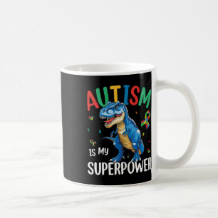 Caneca De Café Autismo É Meu Superpoder Dinossauro T-rex Autismo