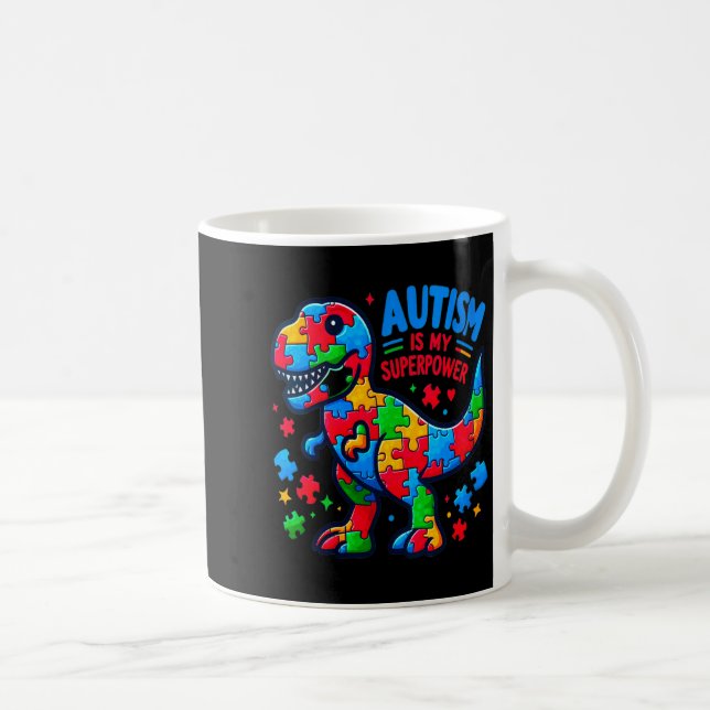 Caneca De Café Autismo Feminino - Dinossauro - Quebra-cabeça - Ar (Direita)