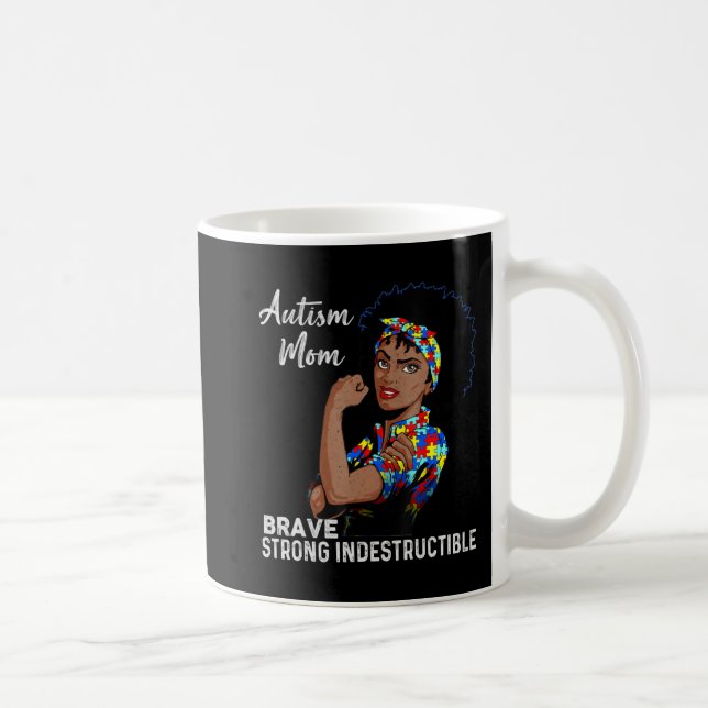 Caneca De Café Autismo Mãe Autismo Indestrutível Consciência Pret (Direita)