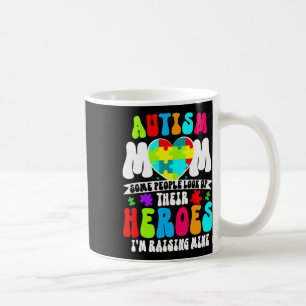 Caneca De Café Autismo Mamãe Groovy Heart Quebra-cabeça Autismo C