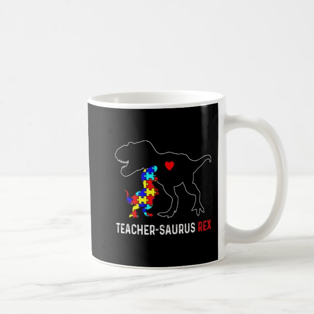 Caneca De Café Autismo Professor Dinosaur Teachersaurus Rex Aware (Direita)