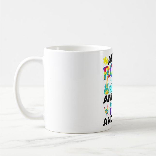 Caneca De Café Autismo Rocks E Rolls Engraçado Autismo Sensibiliz (Esquerda)