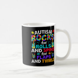 Caneca De Café Autismo Rocks Rolls Spins Flaps Conscientização Cr