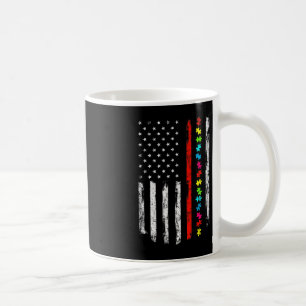 Caneca De Café Autismo Sensibilização 4 de julho Thin Red Line Fi