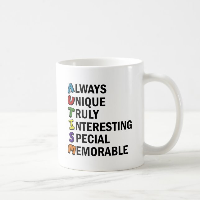 Caneca De Café Autismo Sensibilização Acrostica - Coração Bústica (Direita)