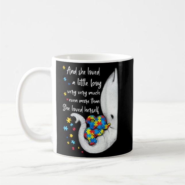 Caneca De Café Autismo Sensibilização Elefantes Bonitos Mãe E Cri (Esquerda)
