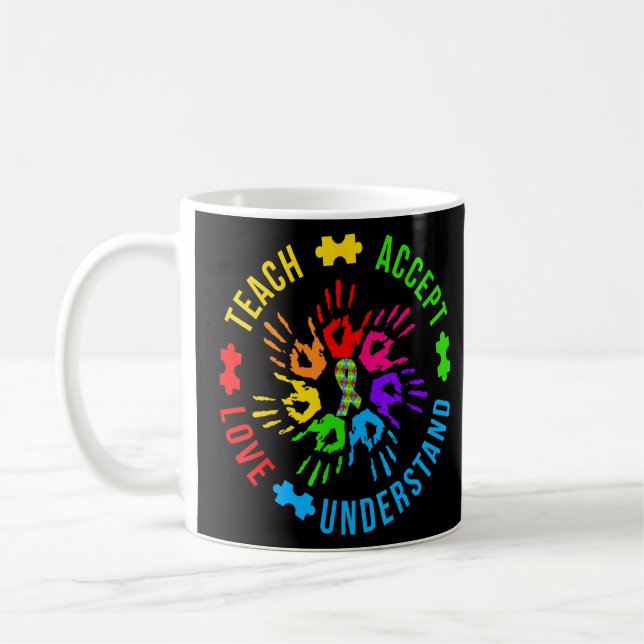 Caneca De Café Autismo Sensibilização Ensina Entender (Esquerda)
