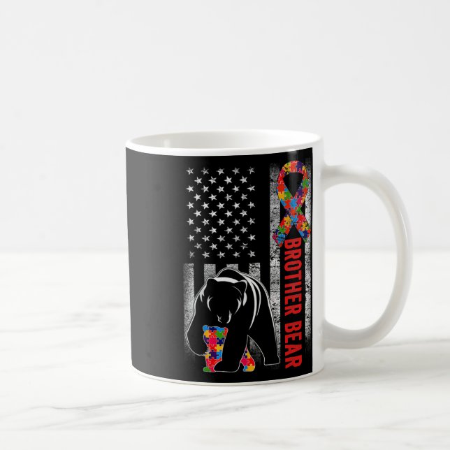 Caneca De Café Autismo Sensibilização Irmão Urso Americano Sinali (Direita)