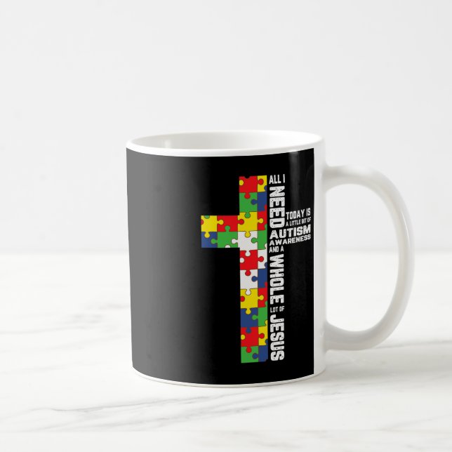Caneca De Café Autismo Sensibilização Jesus Cristo Quebra-cabeça  (Direita)