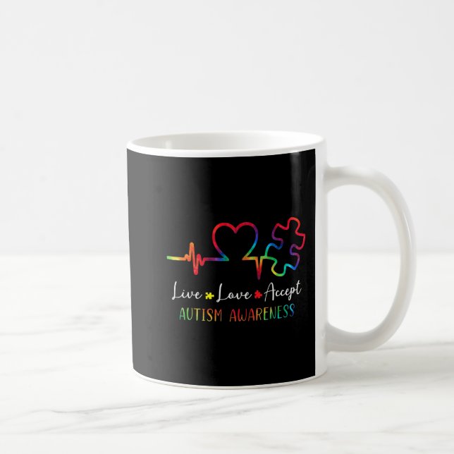 Caneca De Café Autismo Sensibilização Mulheres Crianças Vivem Amo (Direita)