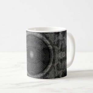 Caneca De Café Auto-falante preto e branco da música