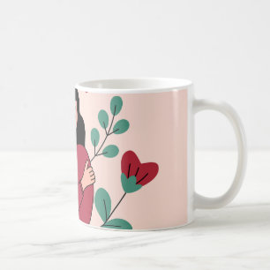 Caneca De Café Autoamor - Rapariga Abraçando-Se Ilustração