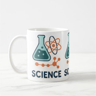 Caneca De Café Autocolante de Ciência - Frasco, Moléculas e Atom