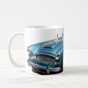 Caneca De Café Automóvel Austin Healey 3000 Blue e branco