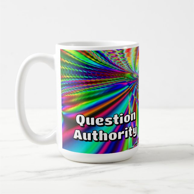 Caneca De Café Autoridade de Pergunta (você pode alterar as palav (Esquerda)