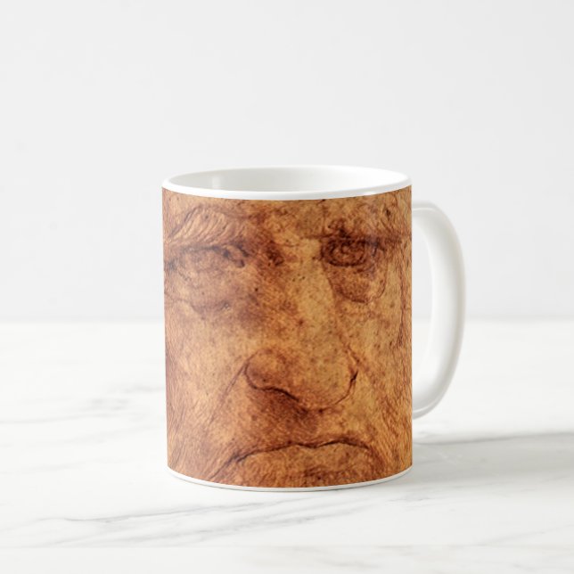 Caneca De Café Autorretrato de Leonardo da Vinci, Arte do Renasci (Frente Esquerda)