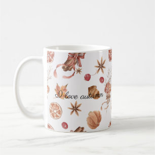 Caneca De Café Autumn Birds Flowers and Leaves Watercolor