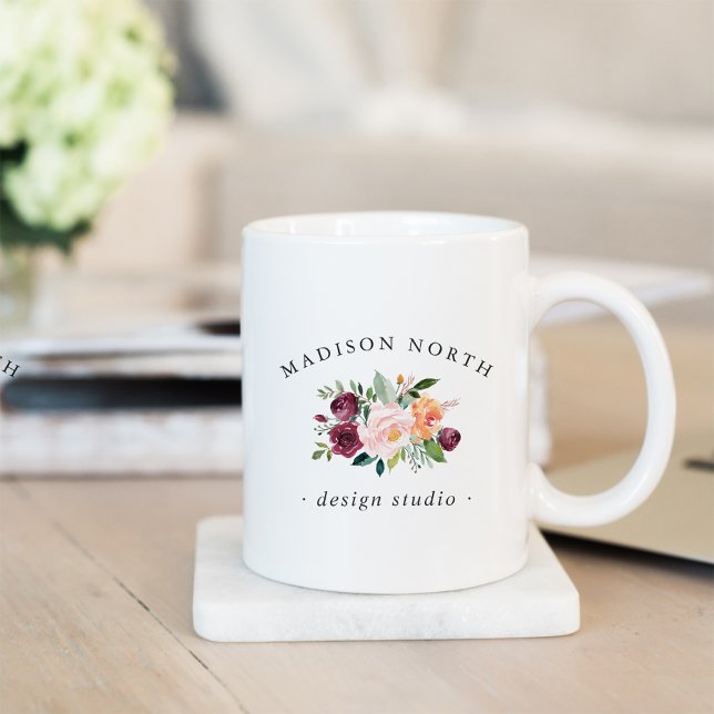 Caneca De Café Autumn Bloom | Logotipo Floral (Criador carregado)