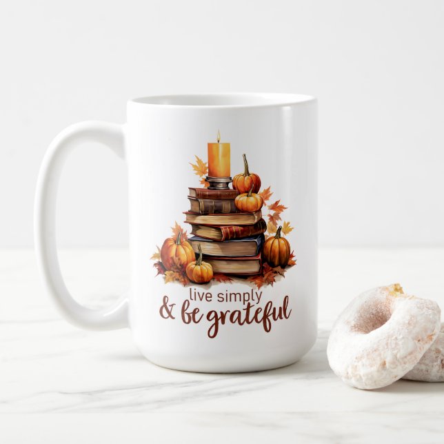 Caneca De Café Autumn Books, Candlelight & Comfort (Com Donut)
