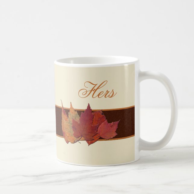 Caneca De Café Autumn Deixa A Mata Cerâmica "Hers" (Direita)