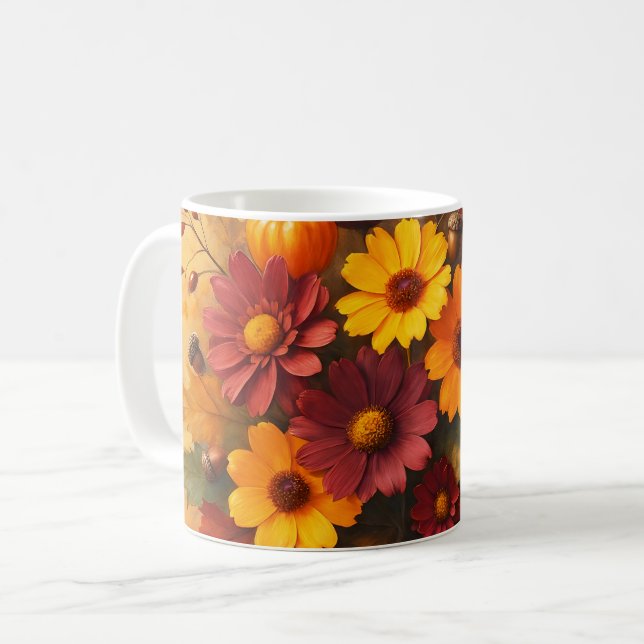 Caneca De Café Autumn Floral Fusion (Frente Esquerda)