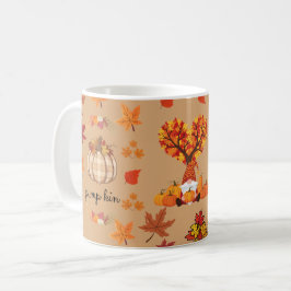 Caneca De Café Autumn Gnome Pumpkin Fall Art Print