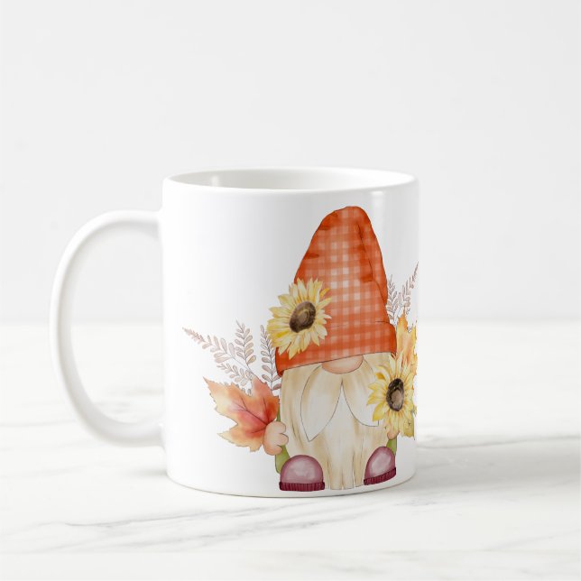 Caneca De Café Autumn Gnomo Com Girassóis (Esquerda)