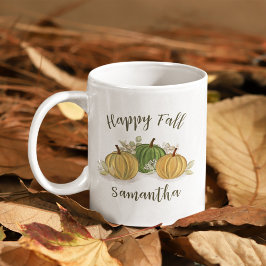Caneca De Café Autumn Happy Fall Watercolor Personalizado