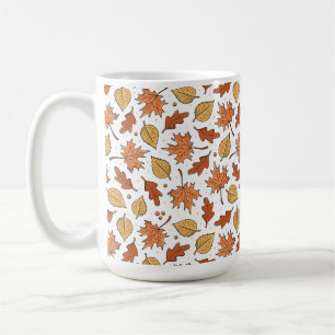 Caneca De Café Autumn Leaves and Acorns Pattern