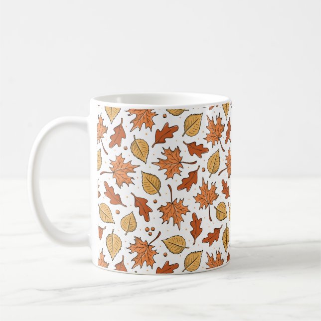 Caneca De Café Autumn Leaves and Acorns Pattern (Esquerda)