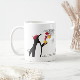 Caneca De Café Autumn Mapeaves e Pinguim Engraçado