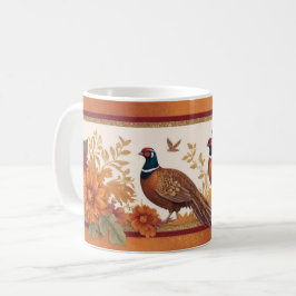 Caneca De Café Autumn Mug com faisões e flores