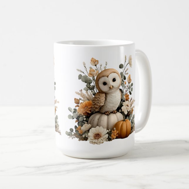 Caneca De Café Autumn Owca com Pumpkins Halloween Art (Frente Esquerda)