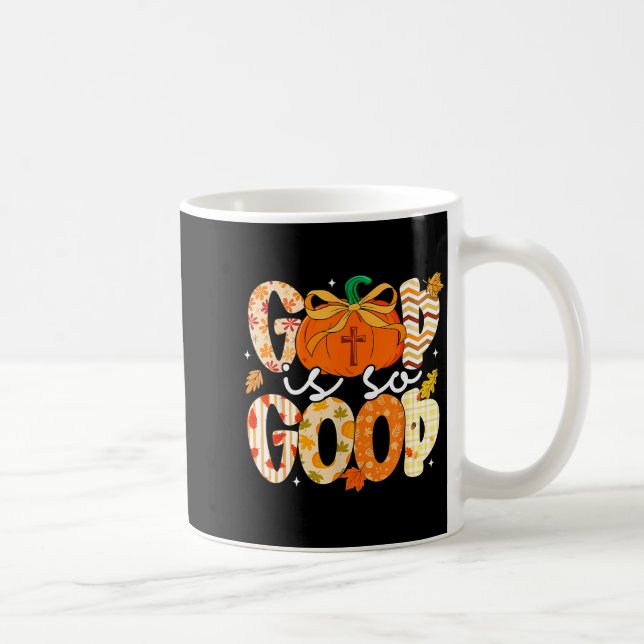 Caneca De Café Autumn Pumpkin Christian Thanksgiving Faith God Is (Direita)