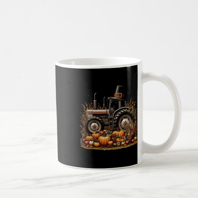 Caneca De Café Autumn Pumpkin Fall Trator de Ação de Graças Mulhe (Direita)